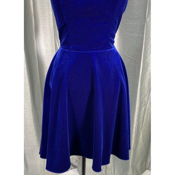 NWT Sz.2 JOVANI Open Back ROYAL BLUE VELVET Fit & Flare Cocktail Party DRESS - Picture 12 of 12
